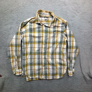 The North Face Shirt Mens L Yellow Plaid Long Sleeve Button Down Front Pocket